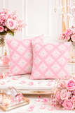 Square Pillow-Glam Pink Mauve-White Damask Diamonds