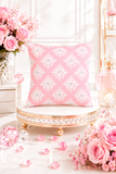 Square Pillow-Glam Pink Mauve-White Damask Diamonds