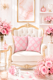 Square Pillow-Glam Pink Mauve-White Damask Diamonds