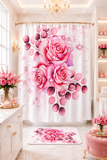 Shower Curtains - Rosabella Bloom - White