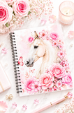 Blushing Rose Equestrian Horse - Spiral Notebook