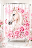 Blushing Rose Equestrian Horse - Shower Curtains