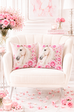 Blushing Rose Equestrian Horse - Square Pillow