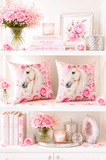 Blushing Rose Equestrian Horse - Square Pillow