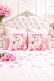 Blushing Rose Equestrian Horse - Square Pillow