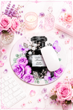 Mouse Pad - Purple Midnight Roses - Perfume Bottle White