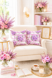 Lilac Sugar Blossom Stripes - Square Pillow
