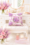 Lilac Sugar Blossom Stripes - Square Pillow