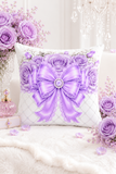 Lavender Lace Diamond Bow - Square Pillow