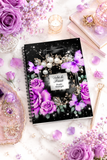 Purple Midnight Roses - Perfume Bottle Black - Spiral Notebook