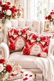 Ruby Diamond Roses Perfume Bottle - Square Pillow