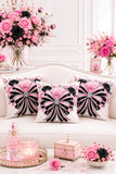 Pink Noir Couture Diamond Bow - Square Pillow