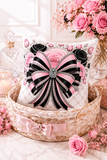 Pink Noir Couture Diamond Bow - Square Pillow