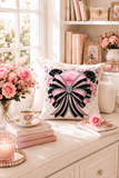 Pink Noir Couture Diamond Bow - Square Pillow