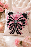 Pink Noir Couture Diamond Bow - Square Pillow