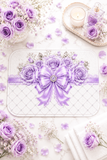Lavender Lace Diamond Bow - Bath Mat