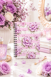 Lilac Sugar Blossom Stripes - Spiral Notebook