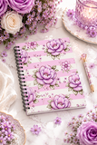 Lilac Sugar Blossom Stripes - Spiral Notebook