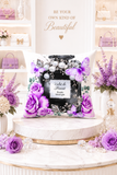 Square Pillow - Purple Midnight Roses - Perfume Bottle White
