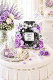 Square Pillow - Purple Midnight Roses - Perfume Bottle White