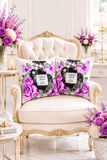 Square Pillow - Purple Midnight Roses - Perfume Bottle White