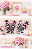 Pink Noir Couture Diamond Bow - Square Pillow