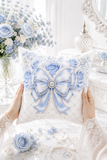 Duchess Blue Diamond Bow - Square Pillow