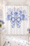 Duchess Blue Diamond Bow - Shower Curtains