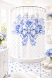 Duchess Blue Diamond Bow - Shower Curtains