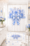 Duchess Blue Diamond Bow - Shower Curtains