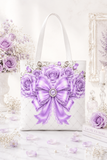 Lavender Lace Diamond Bow - Tote Bag
