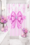 Orchid Lilac Damask Bow - Shower Curtains