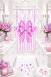 Orchid Lilac Damask Bow - Shower Curtains