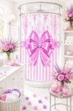 Orchid Lilac Damask Bow - Shower Curtains