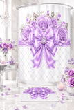 Lavender Lace Diamond Bow - Shower Curtains