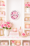 Wall Clock - Pink & Blush Perfume Bottle - Blessed Black (Faith)