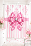 Princess Pink Damask Bow - Shower Curtains