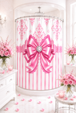 Princess Pink Damask Bow - Shower Curtains
