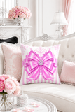 Orchid Lilac Damask Bow - Square Pillow