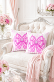 Orchid Lilac Damask Bow - Square Pillow