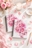 Spiral Notebook (Small) - Rosabella Bloom - White