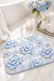 Powder Blue Sugar Blossom Stripes - Bath Mat