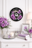Wall Clock - Purple Midnight Roses - Perfume Bottle Black