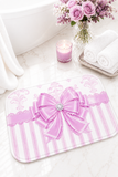 Orchid Lilac Damask Bow - Bath Mat