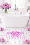 Orchid Lilac Damask Bow - Bath Mat
