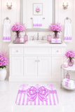 Orchid Lilac Damask Bow - Bath Mat