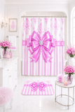 Orchid Lilac Damask Bow - Shower Curtains