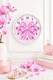 Orchid Lilac Damask Bow - Wall Clock