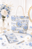 Powder Blue Sugar Blossom Stripes - Tote Bag