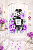Shower Curtains - Purple Midnight Roses - Perfume Bottle White
